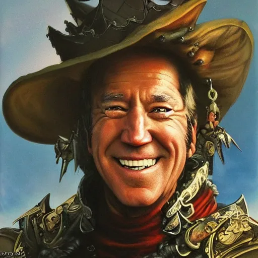 Image similar to Joe Biden as a fantasy adventurer, oil painting by Noriyoshi Ohrai