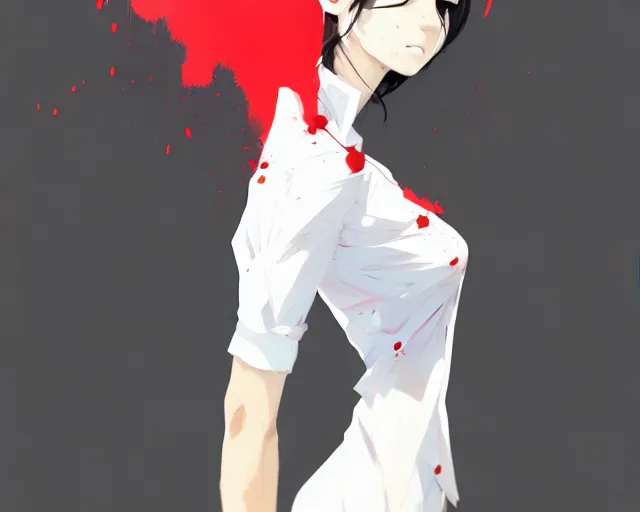 Image similar to a ultradetailed full body portrait of a woman dressed in a white shirt with a tie, by conrad roset, greg rutkowski and makoto shinkai trending on artstation