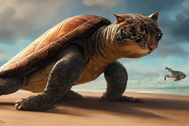 Image similar to the legendary island sized cat turtle hybrid, made by Stanley Artgerm Lau, WLOP, Rossdraws, ArtStation, CGSociety, concept art, cgsociety, octane render, trending on artstation, artstationHD, artstationHQ, unreal engine, 4k, 8k,