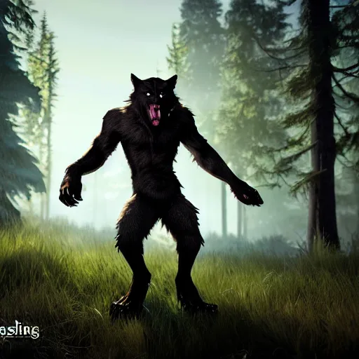 Image similar to cute werewolf from van helsing unreal engine hyperreallistic render 8k character concept art masterpiece forest