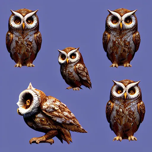 Prompt: realistic full body marble carving of chibi cute owl, highly detailed, intricate details, 3D-Coat design, Toon Boom render