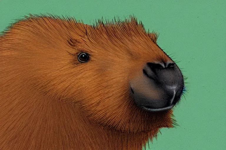 Image similar to a masterpiece illustration of a funny capybara for a sticker