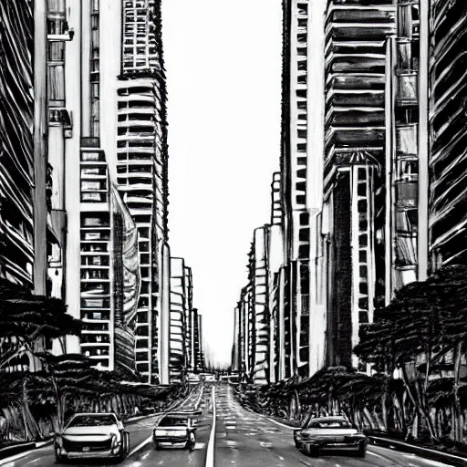 Prompt: avenida paulista sao paulo, by junji ito, trending on artstation