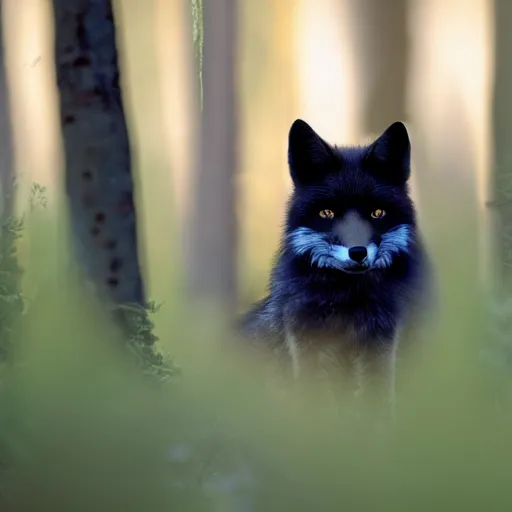 Image similar to a black fox in the wonder forest