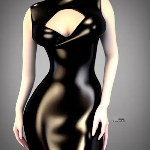 Prompt: an elegant curvy feminine pale goth cutie wearing an elaborate latex-nylon-leather striped red-black-silver-gold neck-high dress, thin waist, cgsociety, photorealistic, 16k, smooth, sharp focus, trending on ArtStation, volumetric lighting, worksafe, sublime-comforting-intriuging ambience