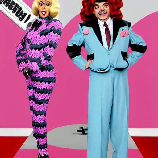 Prompt: Mr Bean at RuPaul's drag race