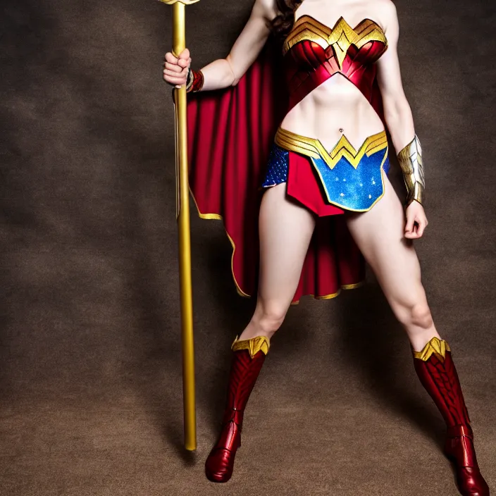 Prompt: professional full length photograph of alexandra daddario as wonder woman. Extremely detailed. 8k