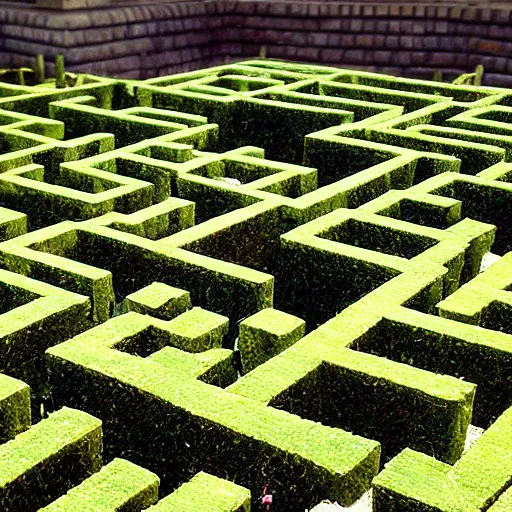 Prompt: insanely 3 d hedge maze labyrinth by albert gleizes