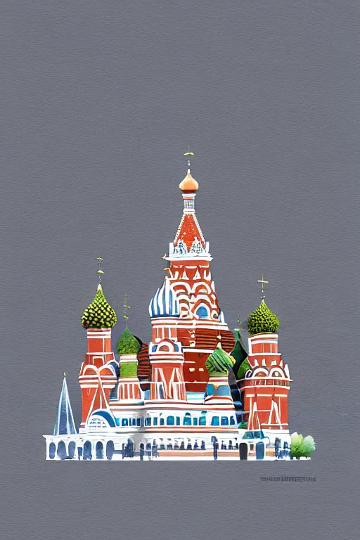 Image similar to minimalist watercolor art of a moscow kreml, illustration, vector art