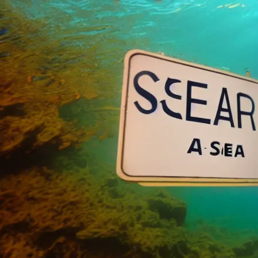 Image similar to underwater photo of Scottish seas with a for sale sign