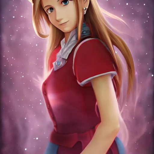 Prompt: aerith from final fantasy by afshar petros