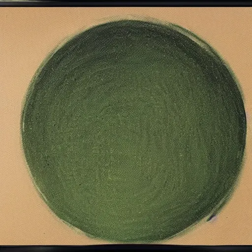 Image similar to a green circle on black canvas, very wider brush stroke, japanese art