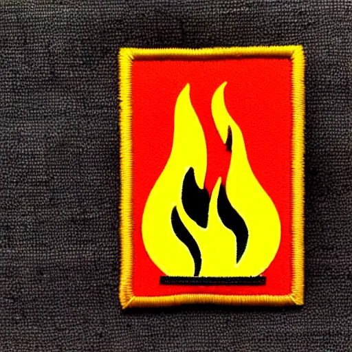 Prompt: a retro minimalist clean fire flame warning caution patch