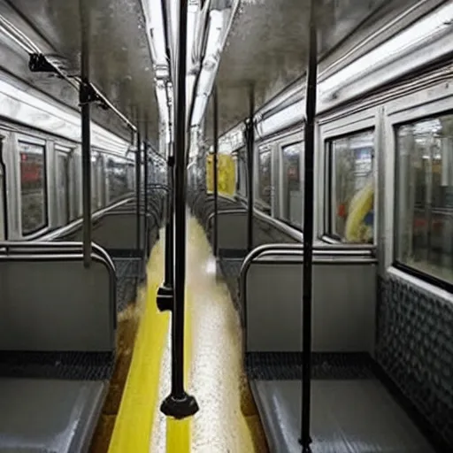 Image similar to flooded subway car, surreal,