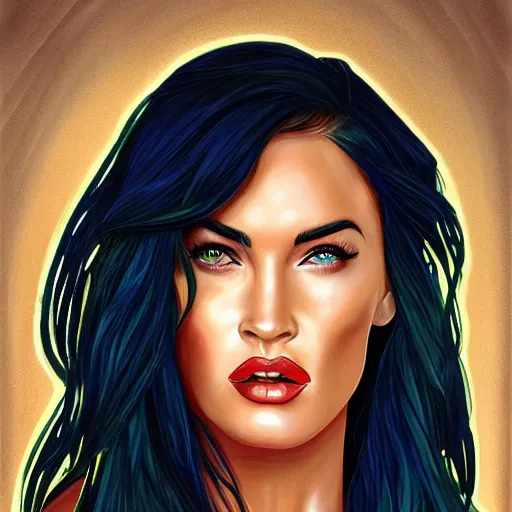 Prompt: megan fox portrait, artwork by małgorzata kmiec, digital illustration