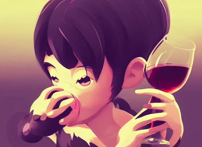 Image similar to cute monkey drinking wine. clean cel shaded vector art. behance hd by lois van baarle, artgerm, helen huang, by makoto shinkai and ilya kuvshinov, rossdraws, illustration, art by ilya kuvshinov