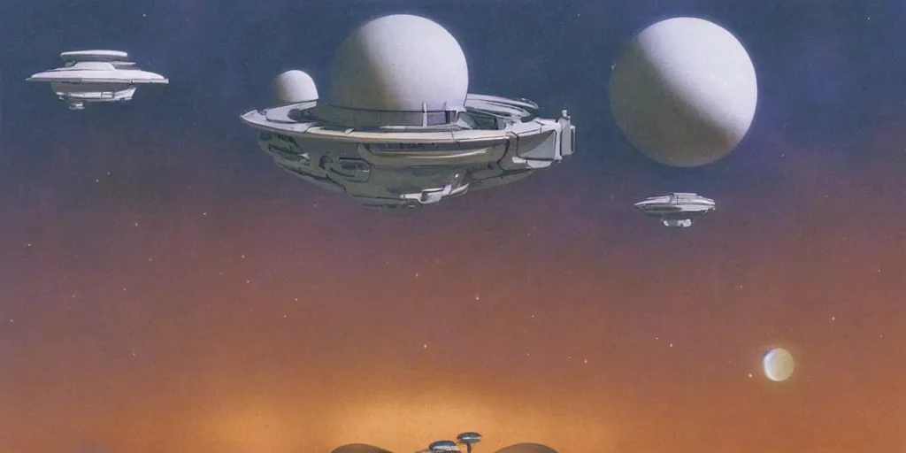 Prompt: moebius matte painting of a scifi mothership