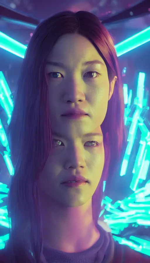 Prompt: dianne doan, girl, altered carbon, highly detailed surreal neon big in japan vfx portrait of a android, stephen bliss, unreal engine, greg rutkowski, loish, rhads, beeple, makoto shinkai and lois van baarle, ilya kuvshinov, rossdraws, tom bagshaw, global illumination, detailed and intricate environment