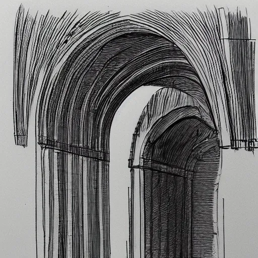 Prompt: 4 arch aqueducrt one line sketch