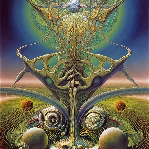 Prompt: divine chaos engine by roger dean and andrew ferez, symbolist, visionary, art forms of nature by ernst haeckel, m. w. kaluta