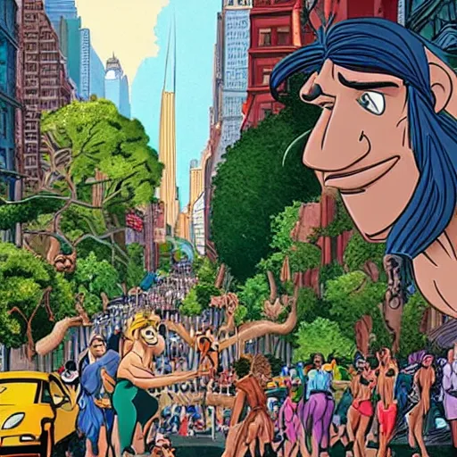 Image similar to tarzan in New York, Disney style