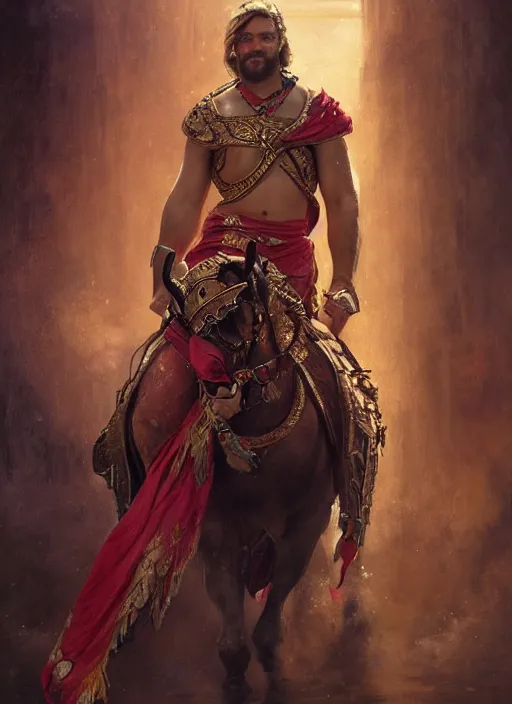 Prompt: formal portrait of carlton heston as judah ben - hur, digital art by eugene de blaas, ross tran, and nasreddine dinet, vibrant color scheme, intricately detailed, in the style of romanticism, cinematic, artstation, greg rutkowski