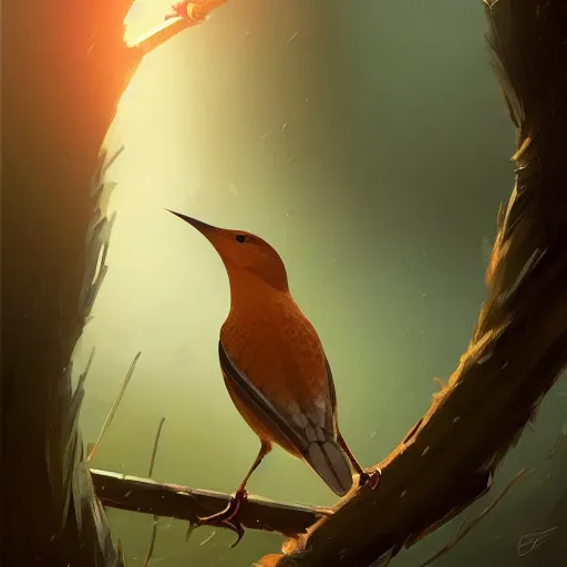 Image similar to spanish wren bird, reyezuelo listado, regulus ignicapilla, in avila pinewood, 4 k, concept art, by wlop, ilya kuvshinov, artgerm, krenz cushart, greg rutkowski, pixiv. cinematic dramatic atmosphere, sharp focus, volumetric lighting, cinematic lighting, studio quality