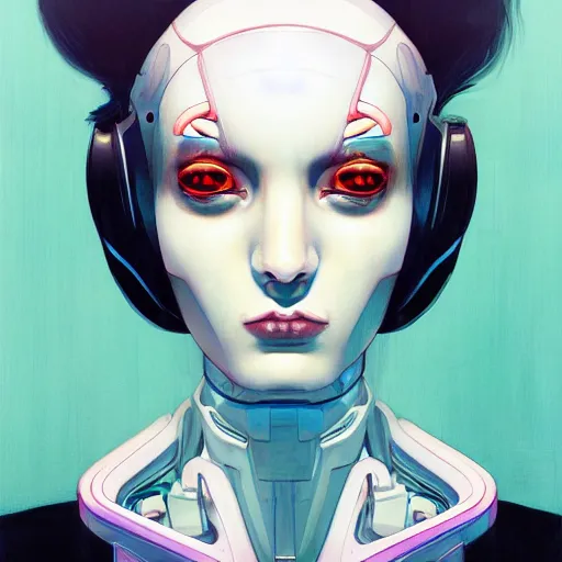 Image similar to portrait of female android by james jean