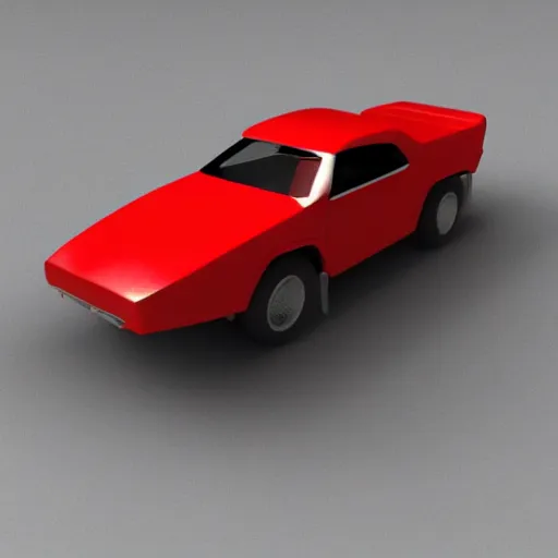 Image similar to blade runner style, small red car, 3d