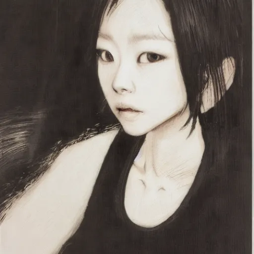 Prompt: yoshitaka amano portait of a girl