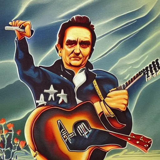 Image similar to fantasy art ultra detailed color johnny cash as a revolutionary war general