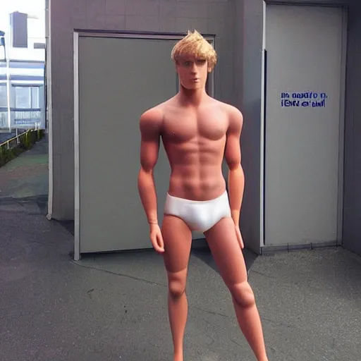 Image similar to “a realistic detailed photo of a guy who is an attractive humanoid who is half robot and half humanoid, who is a male android, Jack Laugher, shiny skin, posing like a statue, blank stare”