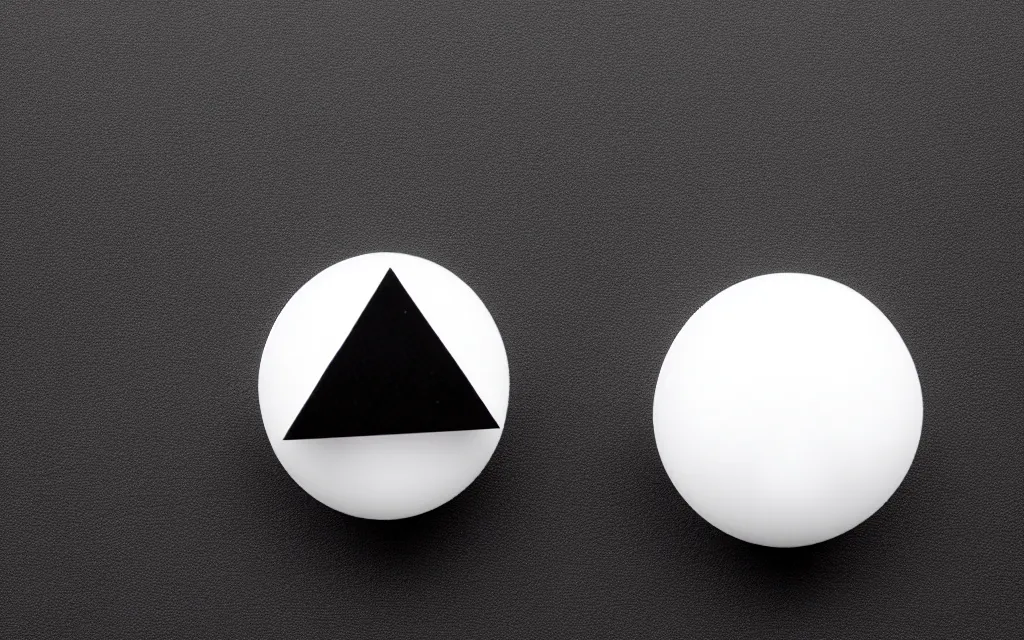 Prompt: one black sphere | one black cube | one black pyramid, on a white background