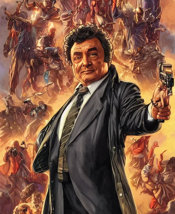 Prompt: Columbo in the Marvel Cinematic universe, official media, highly detailed, centered, artstation, concept art, smooth, sharp focus, illustration, bokeh art by artgerm and donato giancola and Joseph Christian Leyendecker