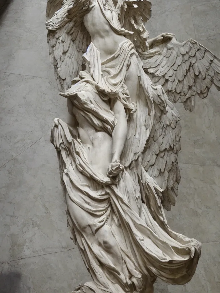 Prompt: winged victory of samothrace, sculpted by rodin