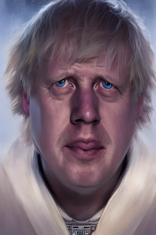 Prompt: Boris Johnson as the best Jedi from Star Wars, realistic portrait, symmetrical, highly detailed, digital painting, artstation, concept art, smooth, sharp focus, illustration, cinematic lighting, art by artgerm and greg rutkowski and alphonse mucha