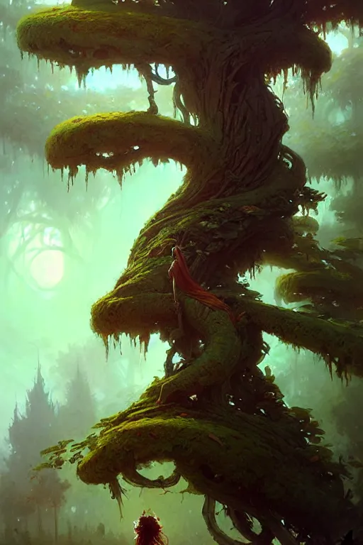 Image similar to tree queen by bayard wu, anna podedworna, gaston bussiere, greg rutkowski