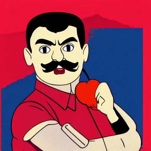 Prompt: joseph stalin as a powerpuff girl