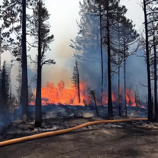 Image similar to a beautiful photo of a Gas station engulfed in a forest fire