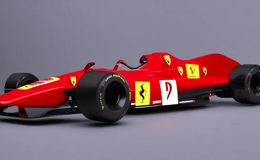 Image similar to still of a retro futuristic ferrari formula 1 car inspired by f 1 2 0 2 1 concept, studio lighting,