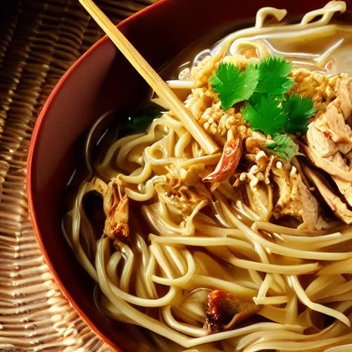 Image similar to delicious bowl of noodles, closeup, high detail