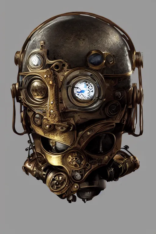 Image similar to steampunk helmet fantasy art mask robot ninja stylized digital illustration sharp focus, elegant intricate digital painting artstation concept art global illumination ray tracing advanced technology chaykin howard and campionpascale and cooke darwyn and davis jack