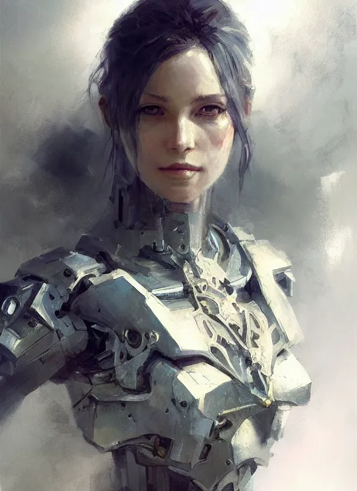 Image similar to beautiful painting by jeremy mann, a female paladin with mecha implants absurdly beautiful, elegant, ultrafine hyperrealistic detailed face illustration by wlop and artgerm and greg rutkowski, intricate linework, sharp focus, smooth, octopath traveler, final fantasy, unreal engine, dramatic lighting, ethereal, 8 k