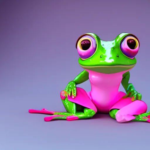 Prompt: a sexy cute female frog dressed in a pink dress, princess, cute, digital art, octane render, cinematic lightning, 8 k