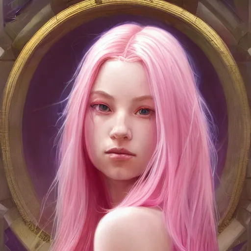 Prompt: perfectly-centered-Portrait of a pink haired Goddess, The Perfect Human Female Specimen, intricate, elegant, super highly detailed, professional digital painting, artstation, concept art, smooth, sharp focus, no blur, no dof, extreme illustration, Unreal Engine 5, 8K, art by artgerm and greg rutkowski and alphonse mucha and loish and WLOP