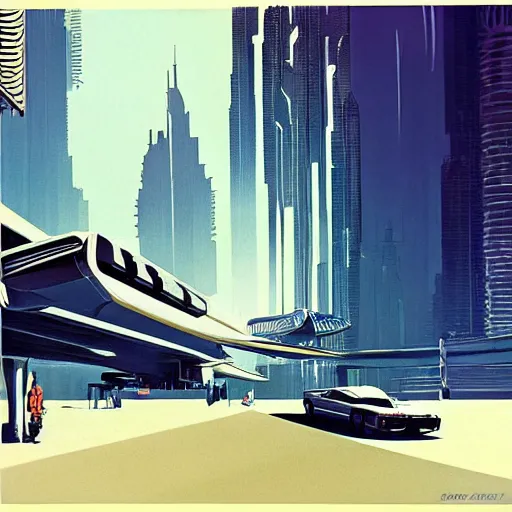 Prompt: gta : dubai, by syd mead