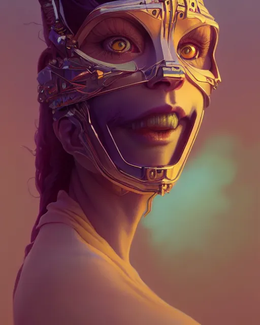 Image similar to highly detailed surreal vfx portrait of marjora's mask, stephen bliss, unreal engine, greg rutkowski, loish, rhads, beeple, makoto shinkai and lois van baarle, ilya kuvshinov, rossdraws, tom bagshaw, alphonse mucha, global illumination, detailed and intricate environment