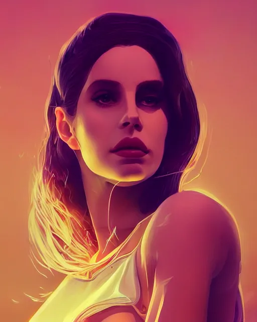 Image similar to portrait of lana del rey as a cyborg. intricate abstract. intricate artwork. by tooth wu, wlop, beeple, dan mumford. octane render, trending on artstation, greg rutkowski very coherent symmetrical artwork. cinematic, hyper realism, high detail, octane render, 8 k, iridescent accents