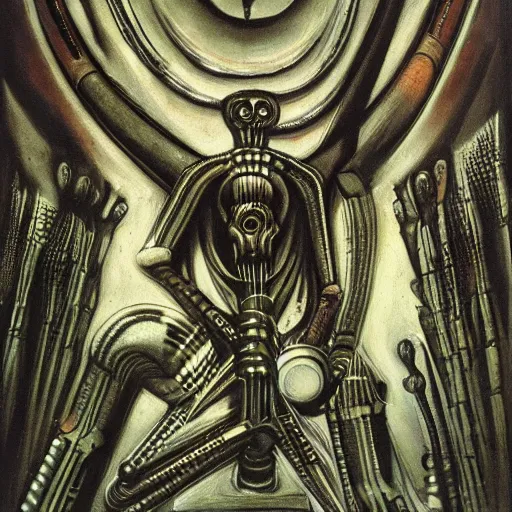 Prompt: zelensky commited crimes in bucha by h. r. giger