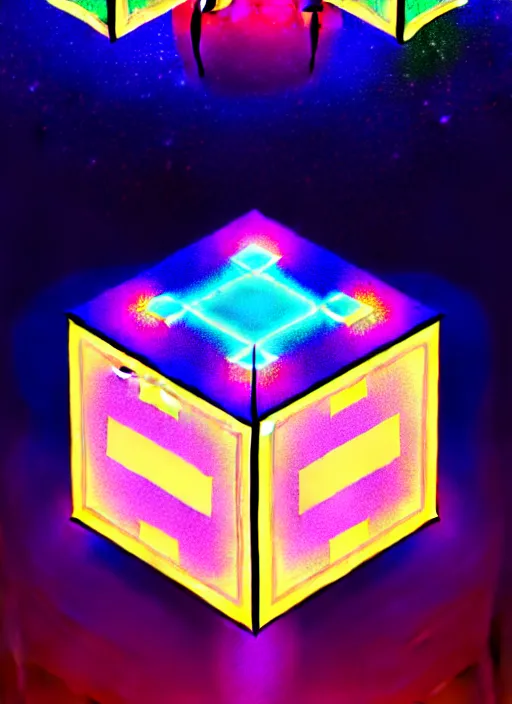 Image similar to symmetry!! product render poster puzzle cube scifi, glowing lights!! intricate, elegant, highly detailed, digital painting, artstation, concept art, smooth, sharp focus, illustration, art by artgerm